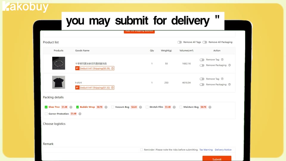 Compare routes and submit your parcel